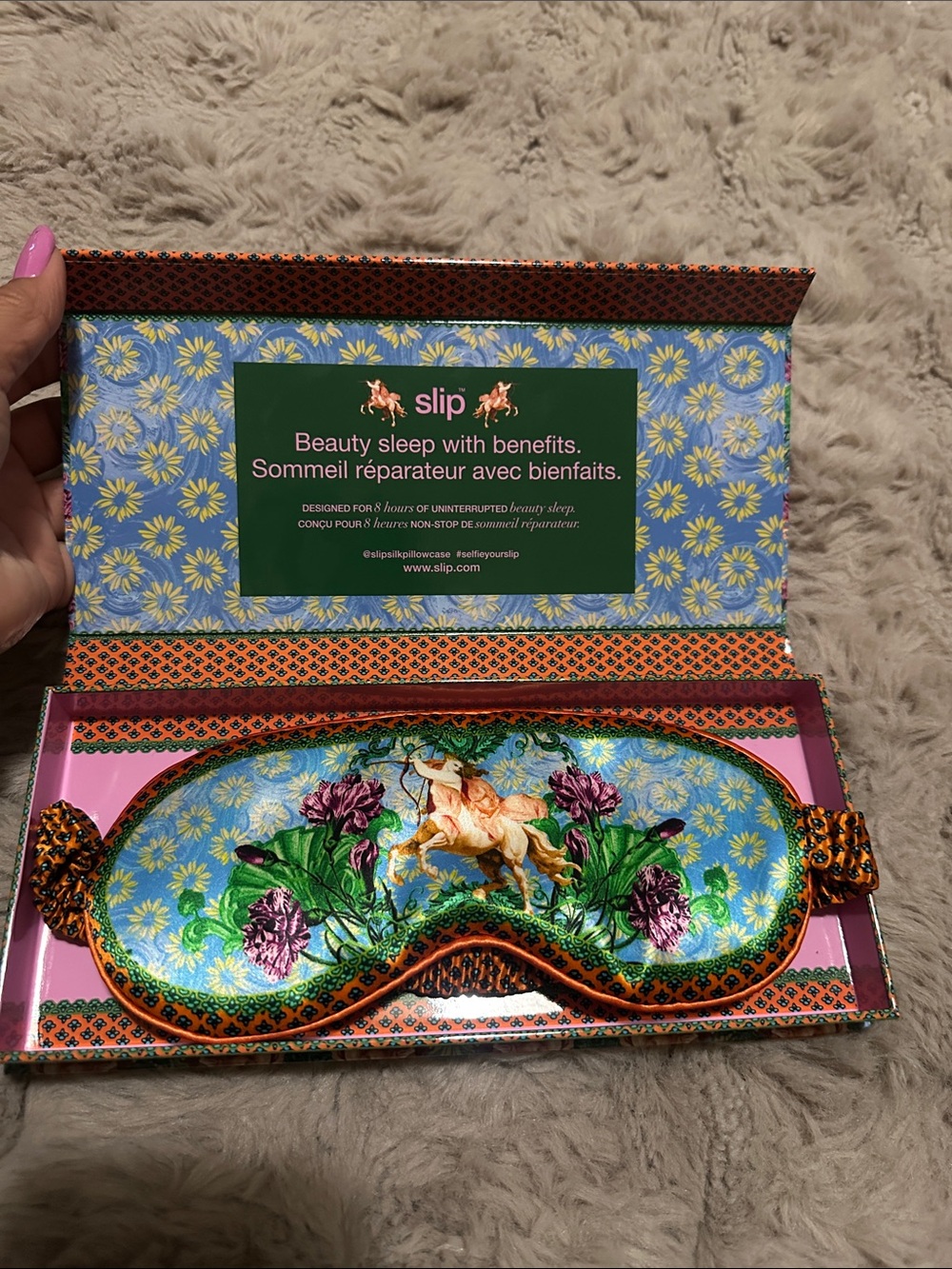 slip Sagittarius Zodiac Pure Silk Sleep Mask - Pink & Floral - Picture 2 of 7